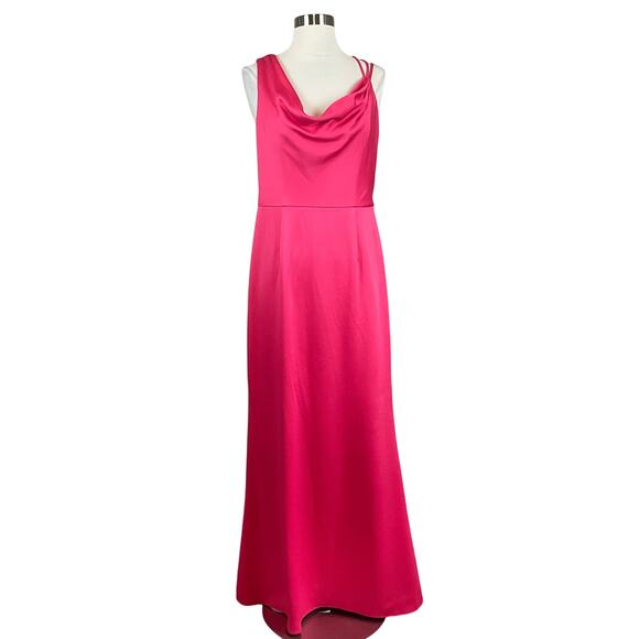 Adrianna Papell Women's Formal Dress Size 10 Pink Satin Cowl Neck Evening Gown - Picture 1 of 13